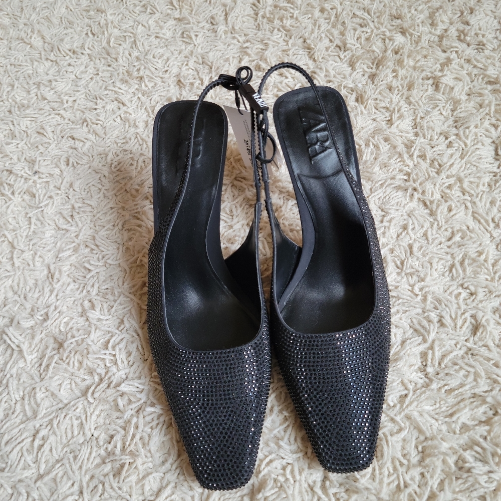 New Zara Rhinestone slingback heels - Picture 3 of 8